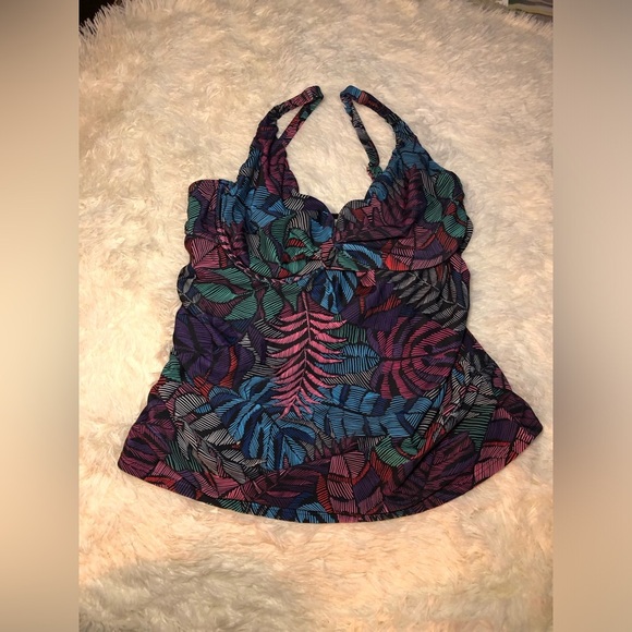 VENUS Pink Purple and Blue Tropical Tankini size 12 NWOT - Picture 2 of 10